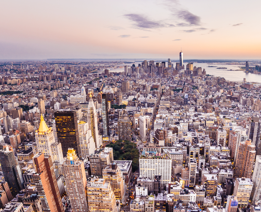 Southern Manhattan skyline aerial view of manhattan