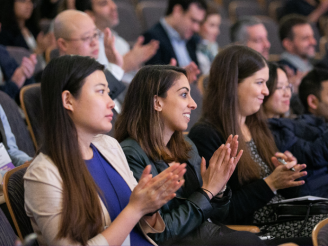 Members of the Stern community gather for a lecture