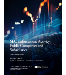 The cover of a new report that says: "SEC Enforcement Activity: Public Companies and Subsidiaries."