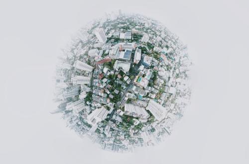 Photo of a city in a globe