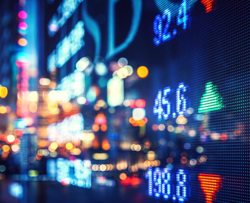 Financial data on screen