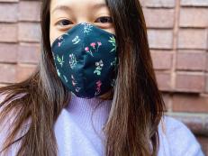Sophia Sze (BS '21) wearing a Made by Ashi face mask