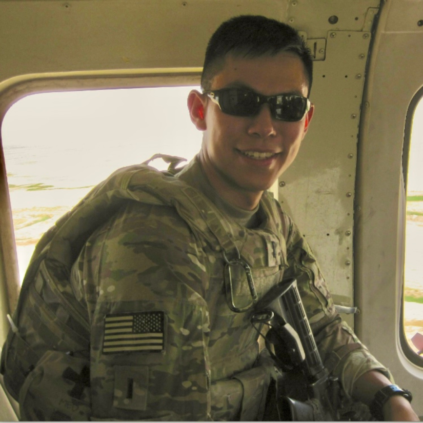 Jordan Sun (BS ’09) while deployed on active duty