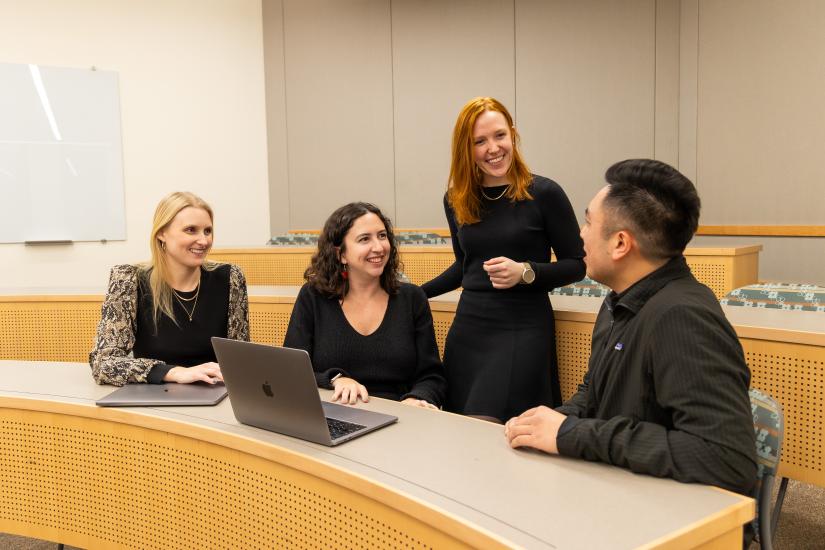 Current and incoming Langone Student Goverment co-presidents in a meeting