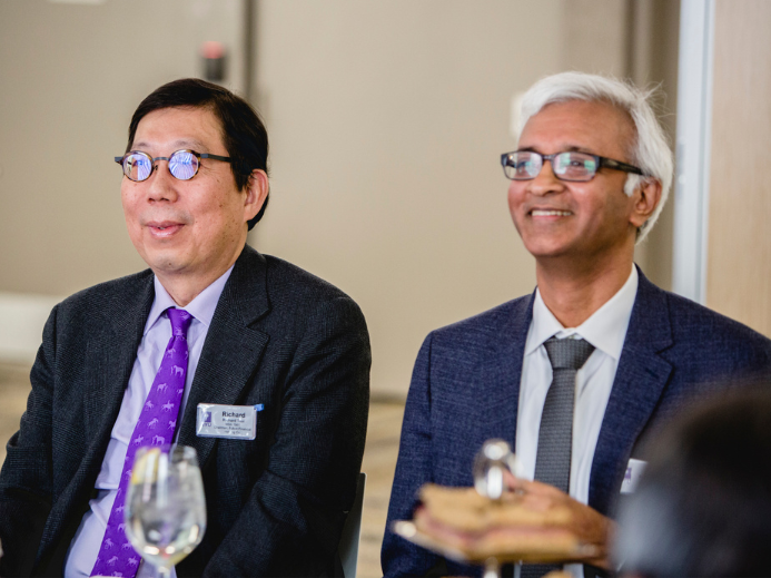 Dean Raghu Sundaram at the launch of the Fubon Center for Technology, Business and Innovation with Richard Tsai (MBA ’81)