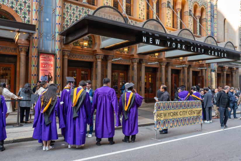 Student outside of New York City Center